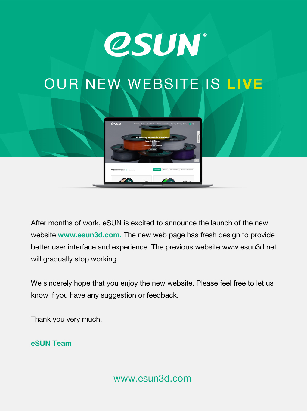 Announcing the Launch of eSUN New Website!